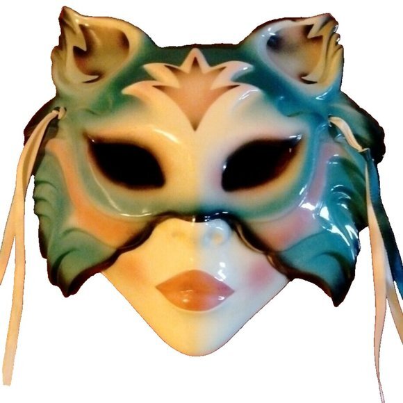 ABOUT FACE Ceramic MASK Wall Hanging Clay Art San Francisco 11/1991 Vintage - Picture 1 of 11